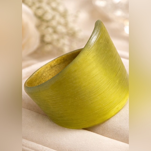 Alexis Bittar Yellow Lucite Cuff Bracelet 
Hand Carved - Picture 2 of 10